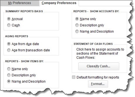 Before you start working with reports in QuickBooks, you should make sure their global settings represent your needs.